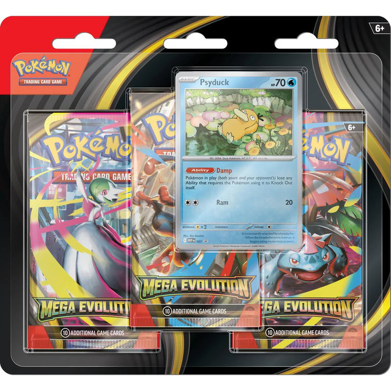 Pokémon TCG: Mega Evolution 3-Pack Blister (Golduck / Psyduck Promo)