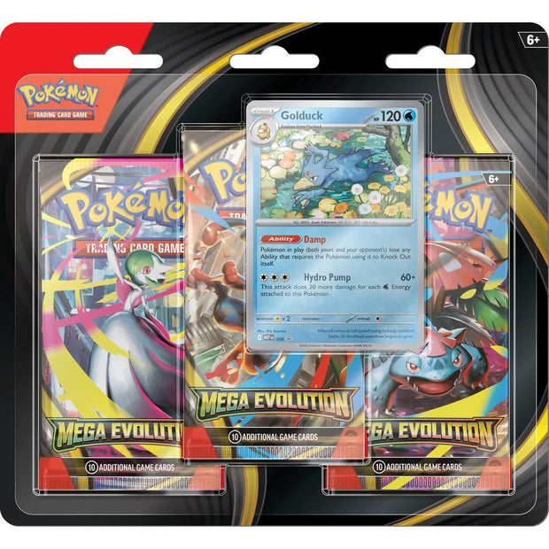 Pokémon TCG: Mega Evolution 3-Pack Blister (Golduck / Psyduck Promo)