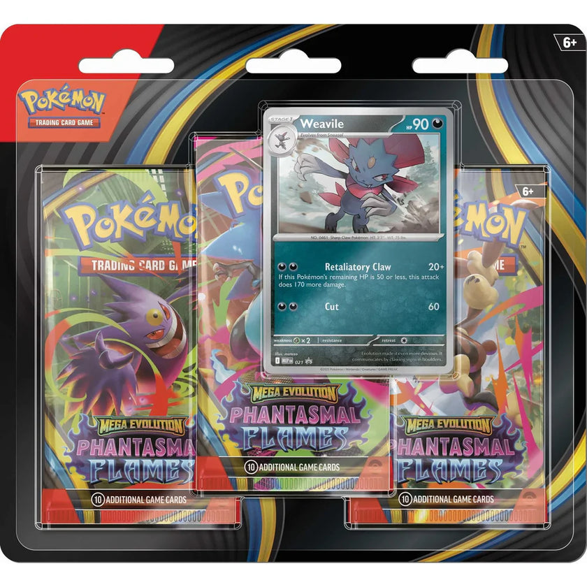 Pokémon TCG: Mega Evolution—Phantasmal Flames 3-Pack Blister (Sneasel / Weavile)