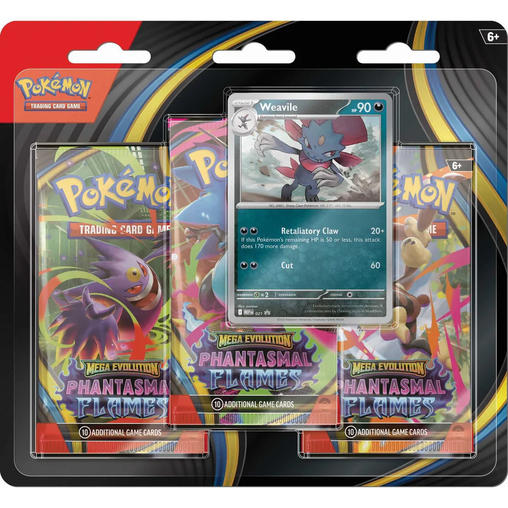 Pokémon TCG: Mega Evolution—Phantasmal Flames 3-Pack Blister (Sneasel / Weavile)